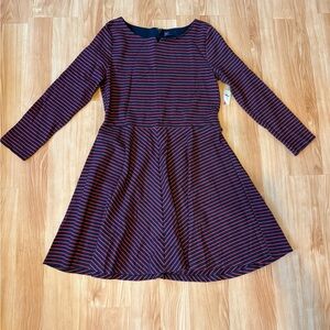 NWT Gap Quarter Sleeve Striped Dress - Navy and Red
